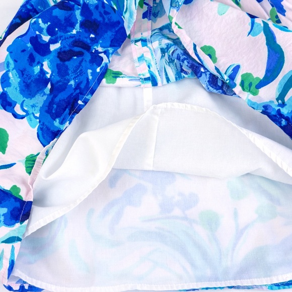 Lilly Pulitzer Girls Blue Floral Dress Size 7 - Picture 4 of 5